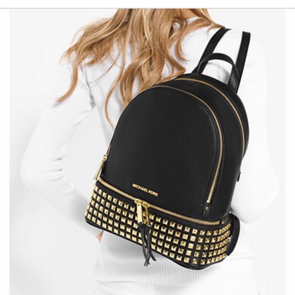 Michael Kors Rhea Studded Leather Backpack - Picture 4 of 8